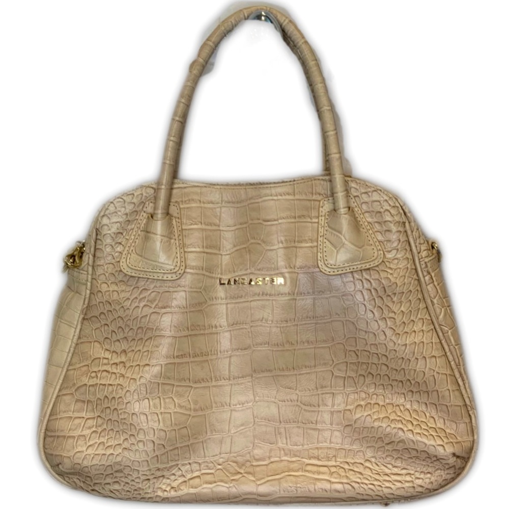COPY - Lancaster Paris croc style cowhide leather Lana handbag in ivory